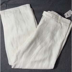 NWT Calvin Klein Sz 20W White Linen Blend Lined Womans Pants Size Wide Leg NWT